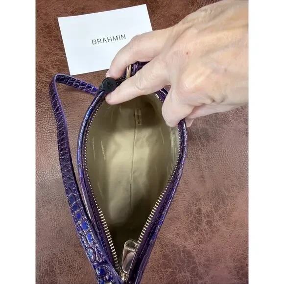 NWT Brahmin Melbourne Collection Lorelei Purple Acro Leather Shoulder Bag - Picture 11 of 16